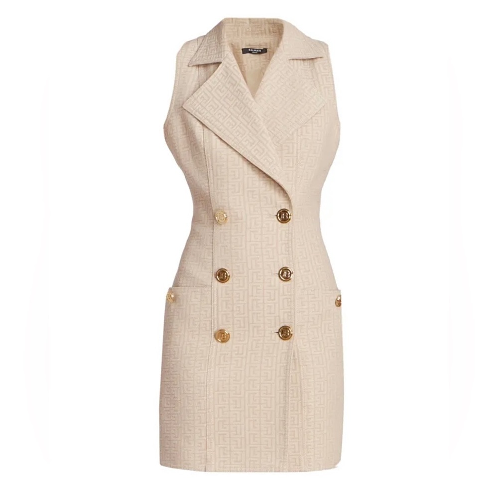 BALMAIN Double-Breasted Monogram Dress/Jacket